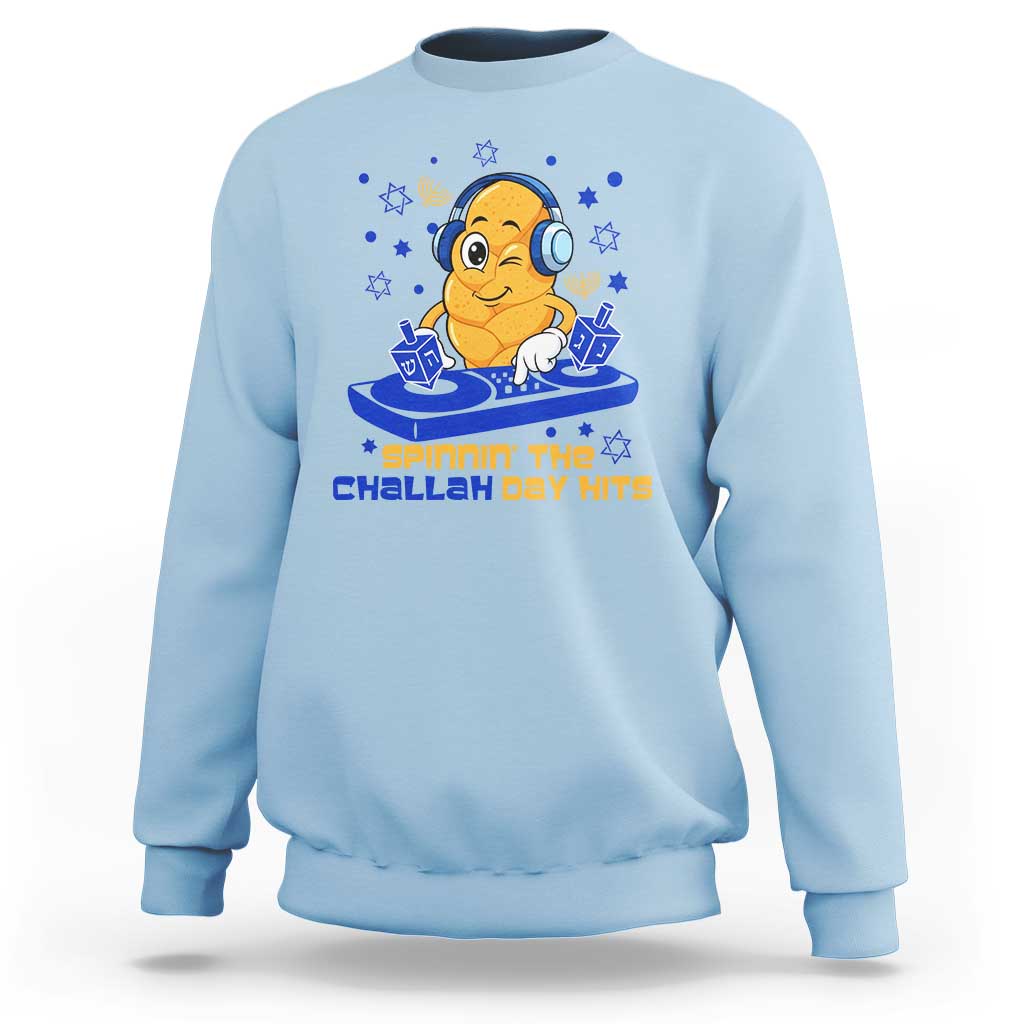 Hanukkah DJ Challah And Dreidel Sweatshirt Funny Jewish Gift - Wonder Print Shop