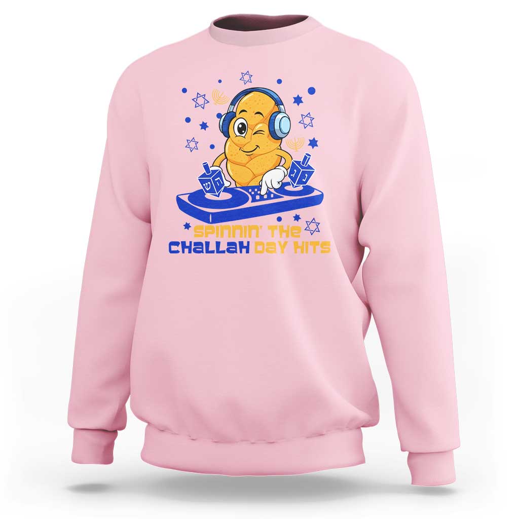 Hanukkah DJ Challah And Dreidel Sweatshirt Funny Jewish Gift - Wonder Print Shop