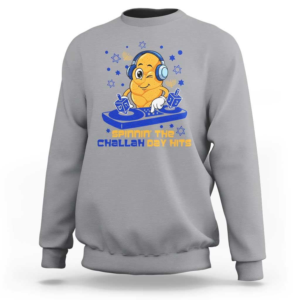 Hanukkah DJ Challah And Dreidel Sweatshirt Funny Jewish Gift - Wonder Print Shop