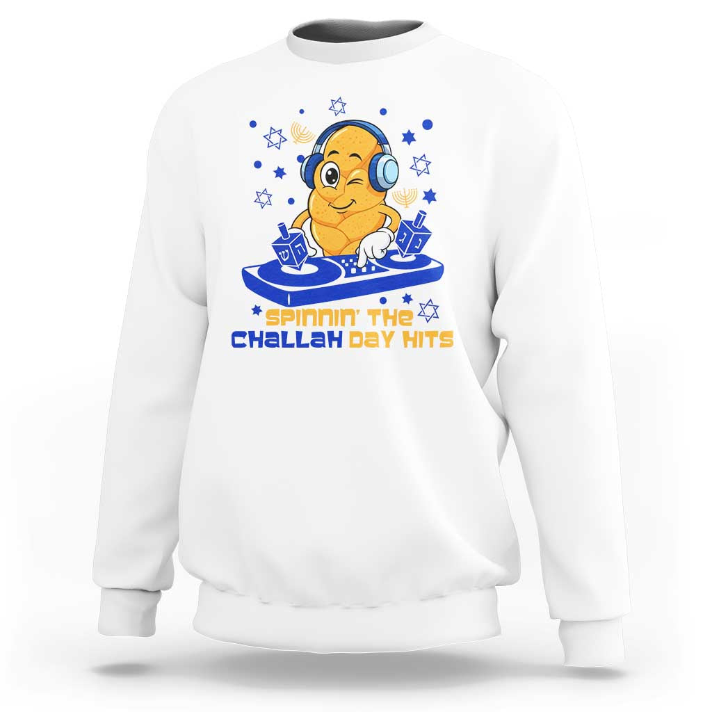 Hanukkah DJ Challah And Dreidel Sweatshirt Funny Jewish Gift - Wonder Print Shop