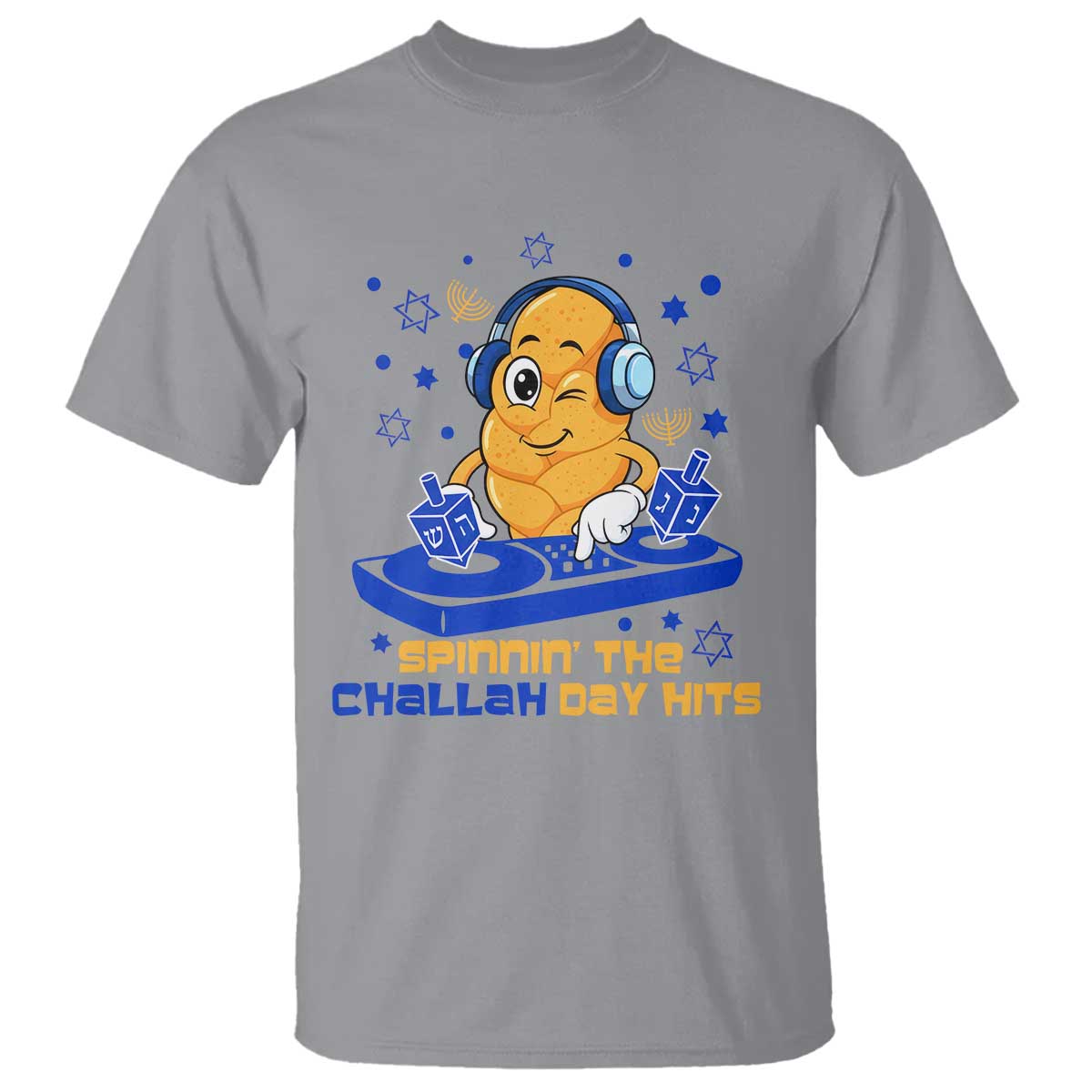 Hanukkah DJ Challah And Dreidel T Shirt Funny Jewish Gift - Wonder Print Shop