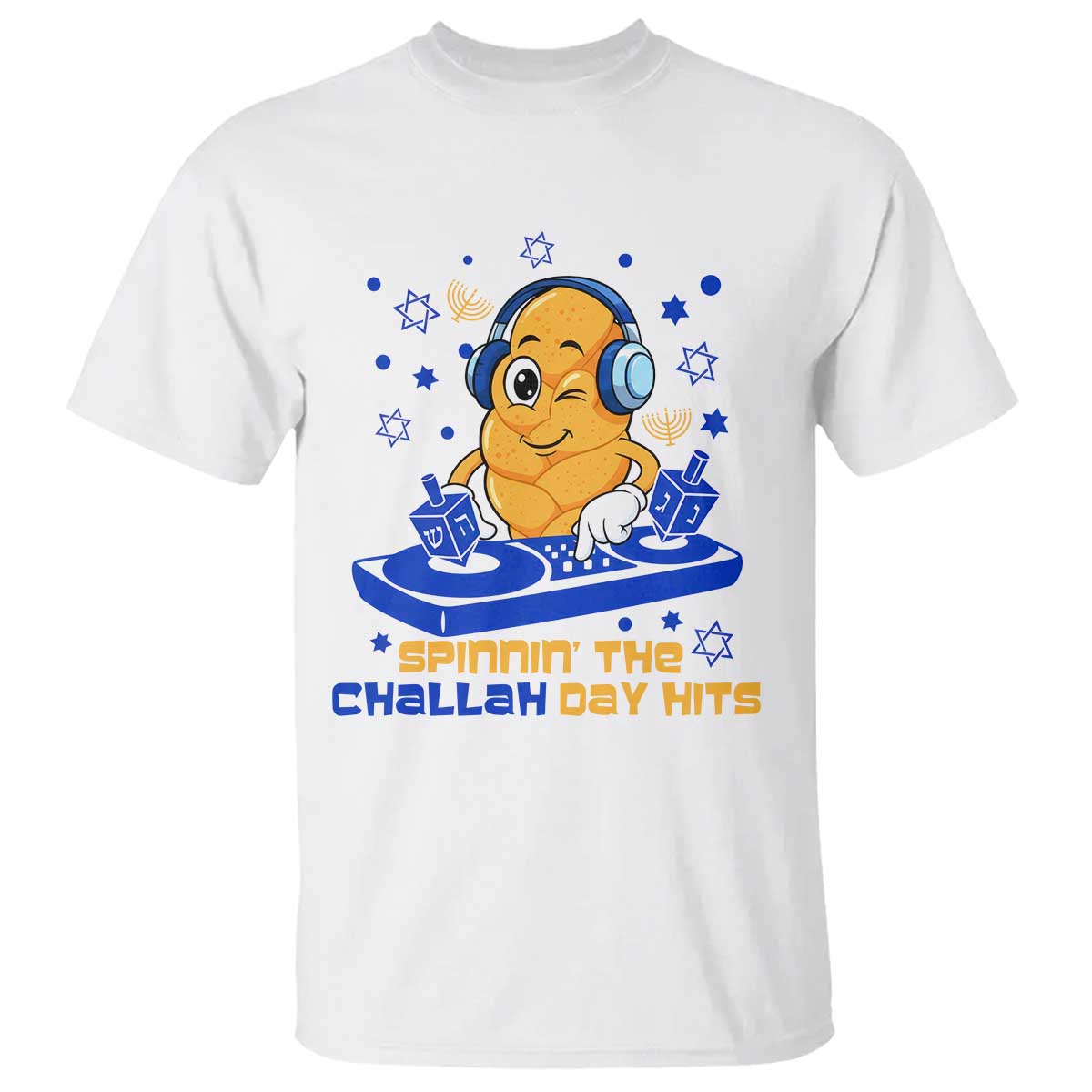 Hanukkah DJ Challah And Dreidel T Shirt Funny Jewish Gift - Wonder Print Shop
