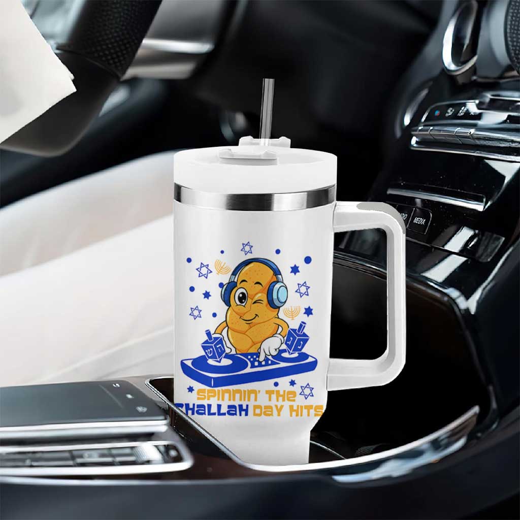 Hanukkah DJ Challah And Dreidel Tumbler With Handle Funny Jewish Gift - Wonder Print Shop