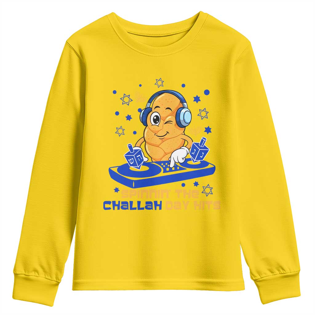 Hanukkah DJ Challah And Dreidel Youth Sweatshirt Funny Jewish Gift - Wonder Print Shop