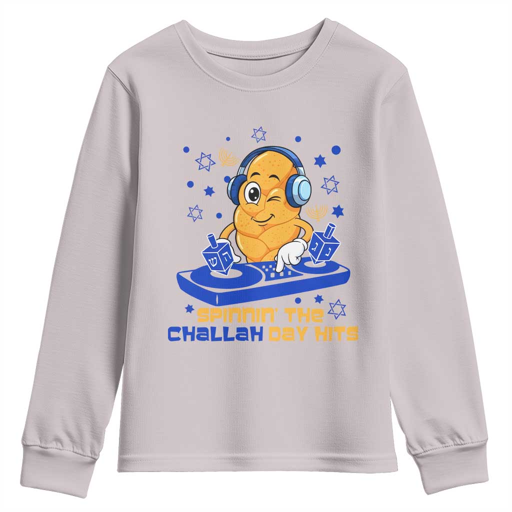 Hanukkah DJ Challah And Dreidel Youth Sweatshirt Funny Jewish Gift - Wonder Print Shop