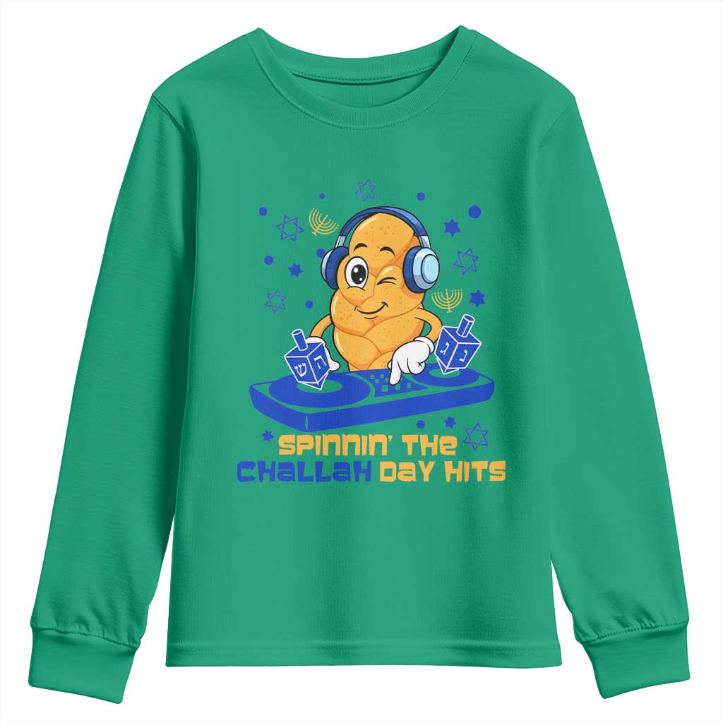 Hanukkah DJ Challah And Dreidel Youth Sweatshirt Funny Jewish Gift - Wonder Print Shop