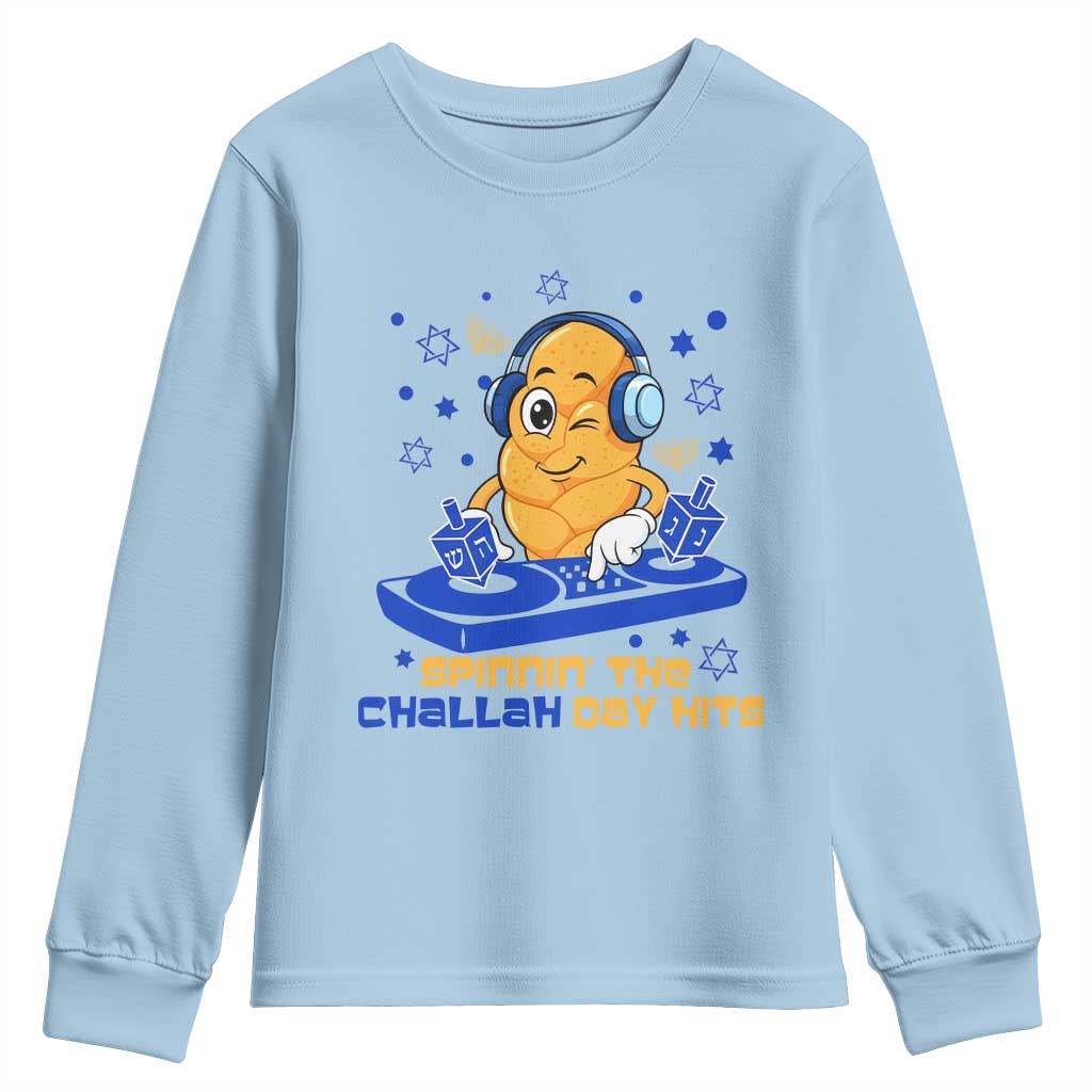 Hanukkah DJ Challah And Dreidel Youth Sweatshirt Funny Jewish Gift - Wonder Print Shop