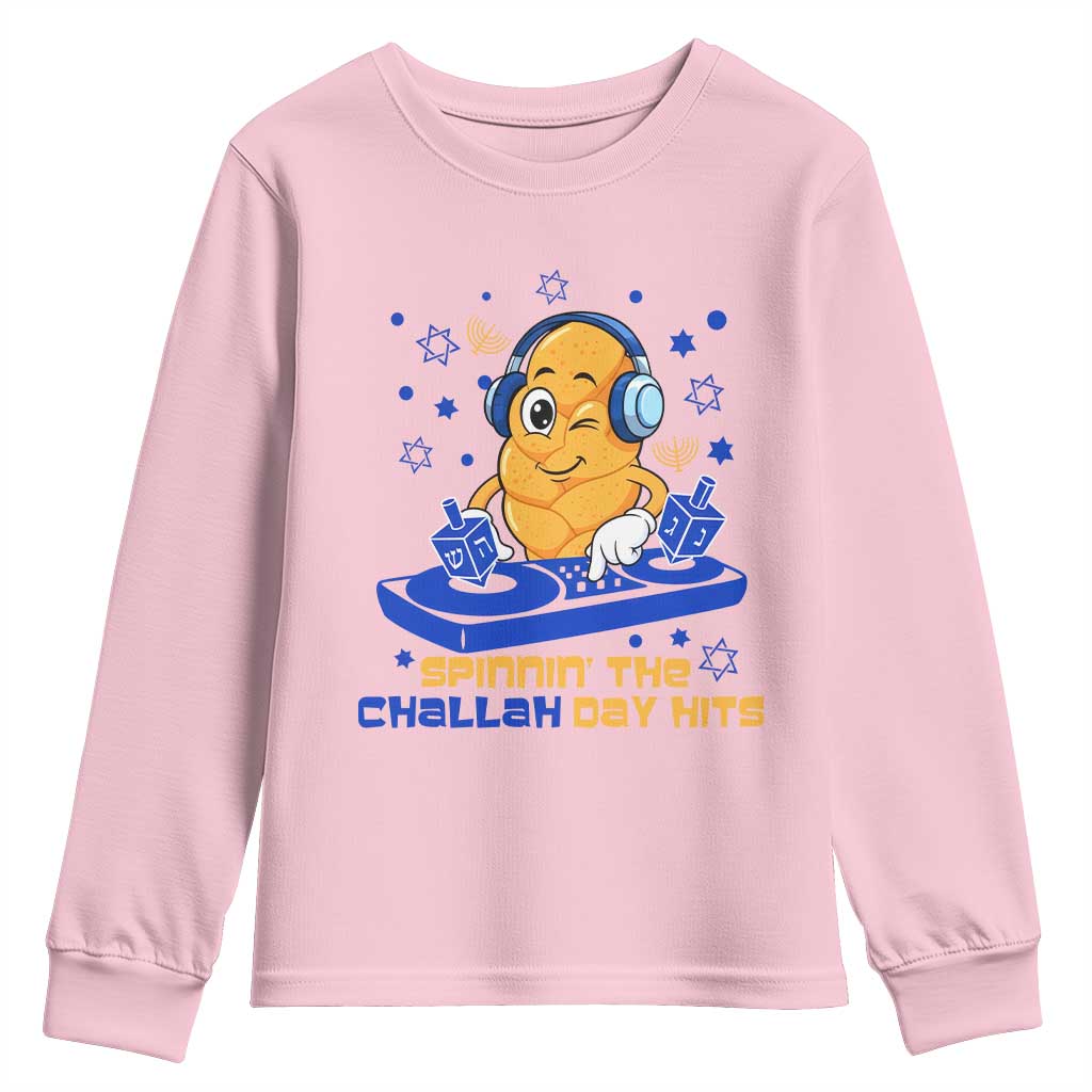 Hanukkah DJ Challah And Dreidel Youth Sweatshirt Funny Jewish Gift - Wonder Print Shop