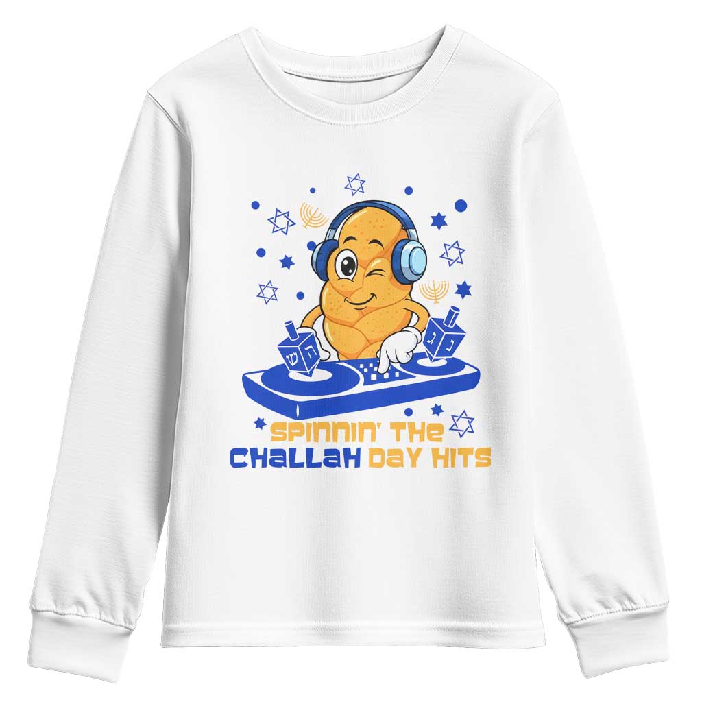 Hanukkah DJ Challah And Dreidel Youth Sweatshirt Funny Jewish Gift - Wonder Print Shop