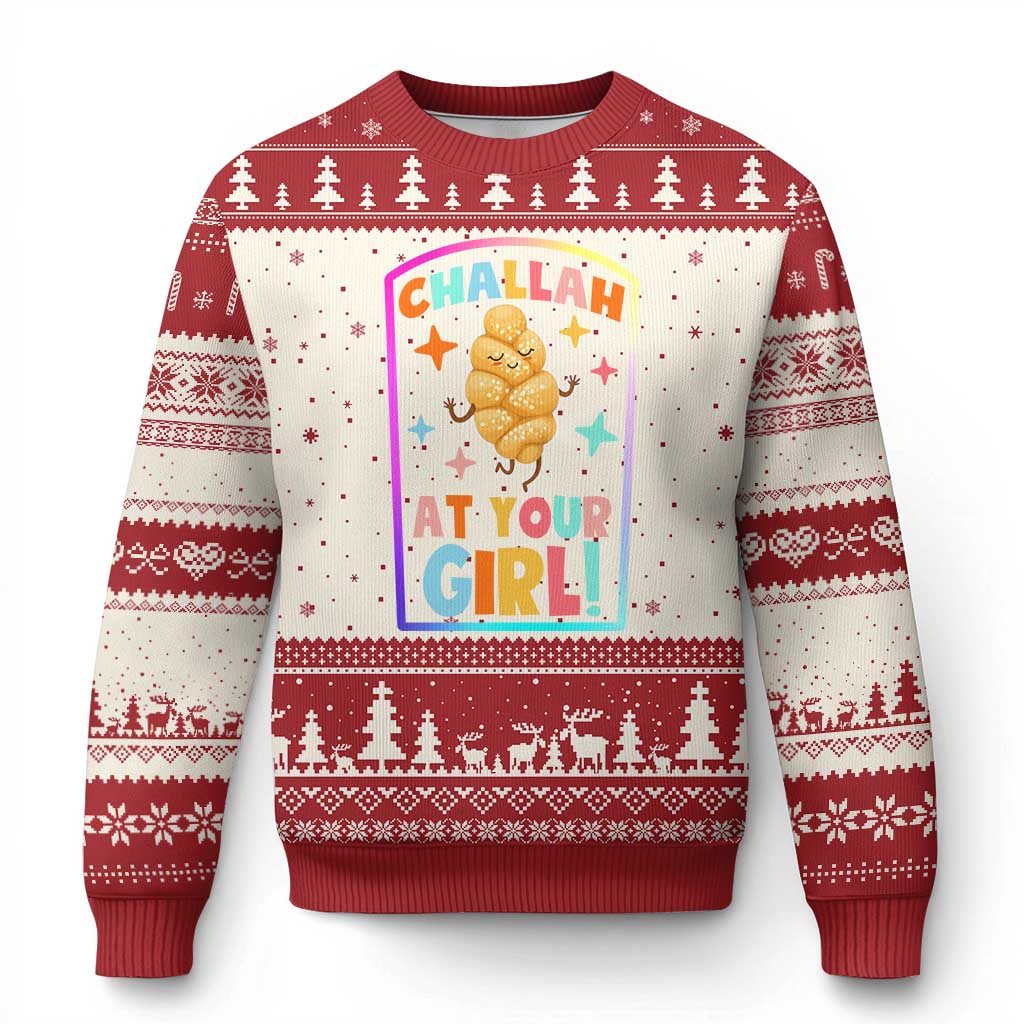 Funny Hanukkah Challah At Ya Girl Ugly Christmas Sweater Jewish Chanukah Bread Gift - Wonder Print Shop