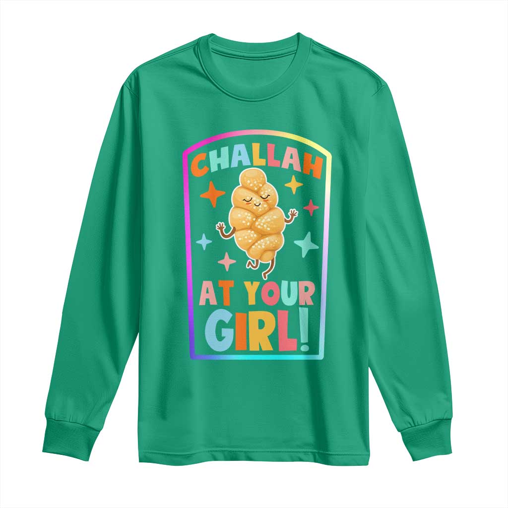 Funny Hanukkah Challah At Ya Girl Long Sleeve Shirt Jewish Chanukah Bread Gift - Wonder Print Shop