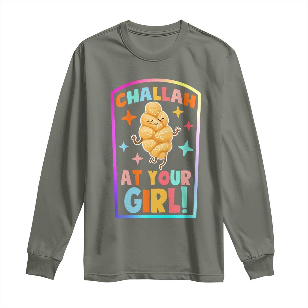 Funny Hanukkah Challah At Ya Girl Long Sleeve Shirt Jewish Chanukah Bread Gift - Wonder Print Shop
