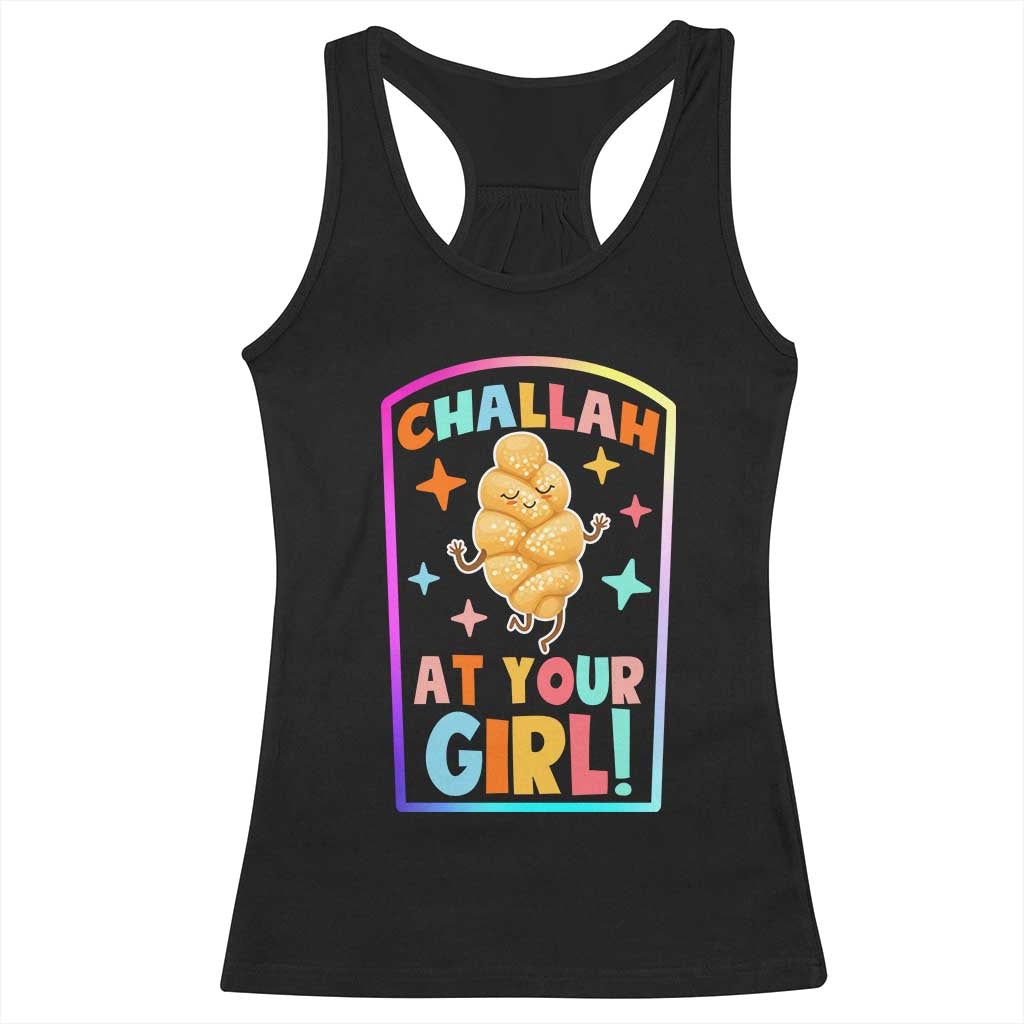 Funny Hanukkah Challah At Ya Girl Racerback Tank Top Jewish Chanukah Bread Gift - Wonder Print Shop