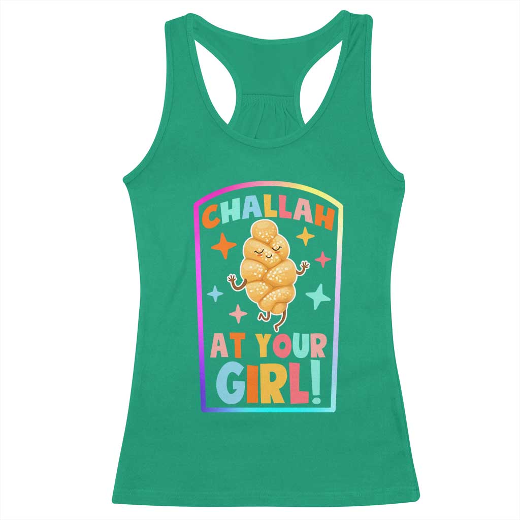 Funny Hanukkah Challah At Ya Girl Racerback Tank Top Jewish Chanukah Bread Gift - Wonder Print Shop