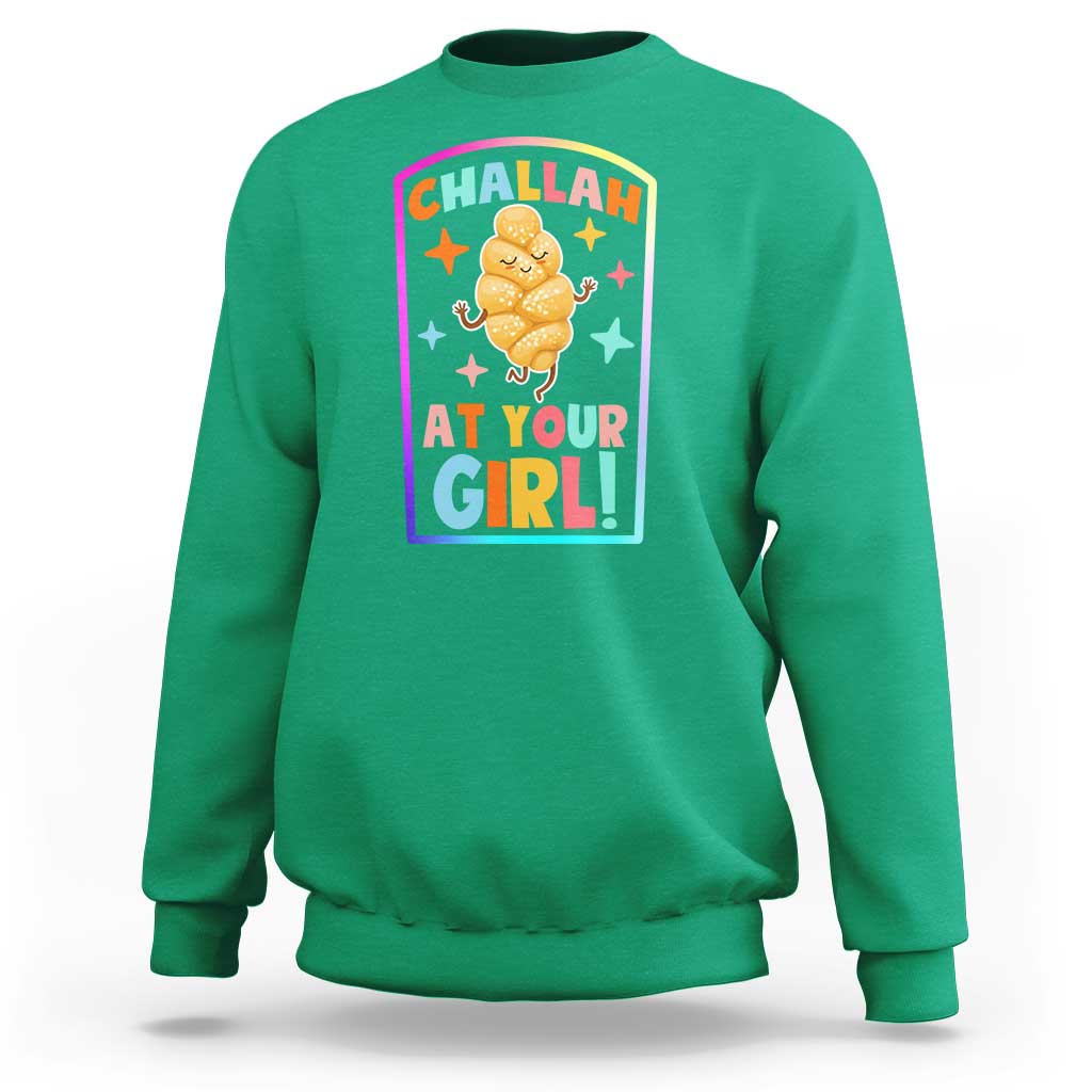 Funny Hanukkah Challah At Ya Girl Sweatshirt Jewish Chanukah Bread Gift - Wonder Print Shop