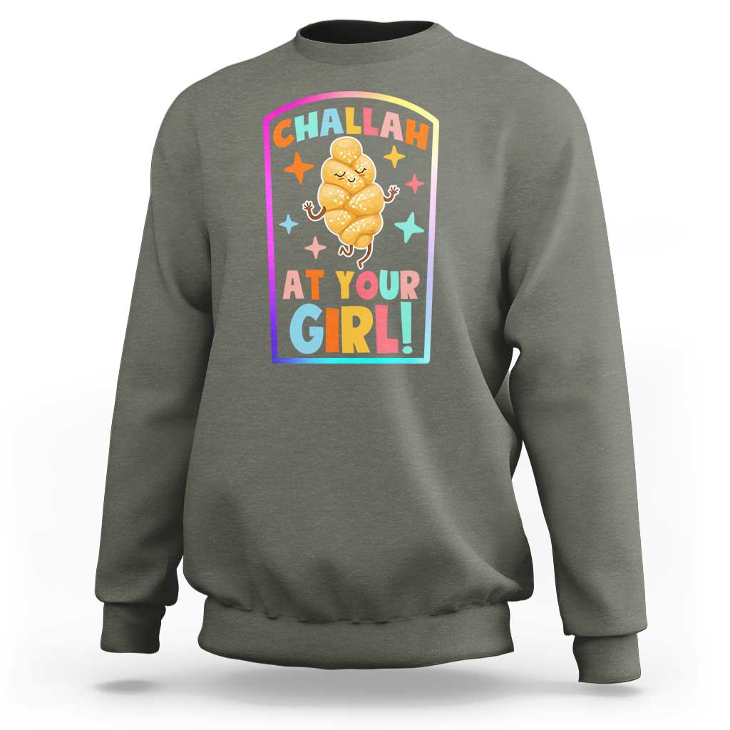 Funny Hanukkah Challah At Ya Girl Sweatshirt Jewish Chanukah Bread Gift - Wonder Print Shop