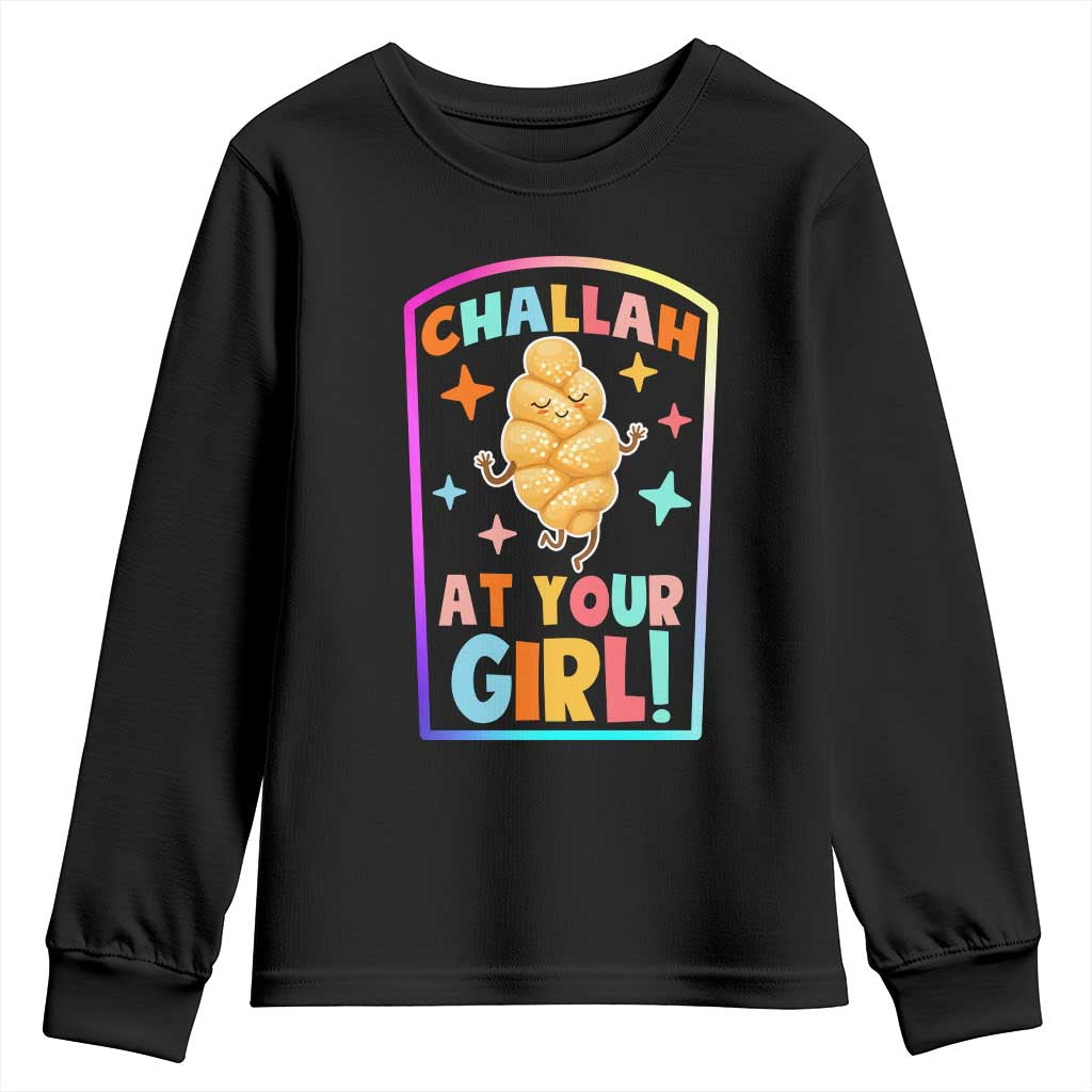 Funny Hanukkah Challah At Ya Girl Youth Sweatshirt Jewish Chanukah Bread Gift - Wonder Print Shop