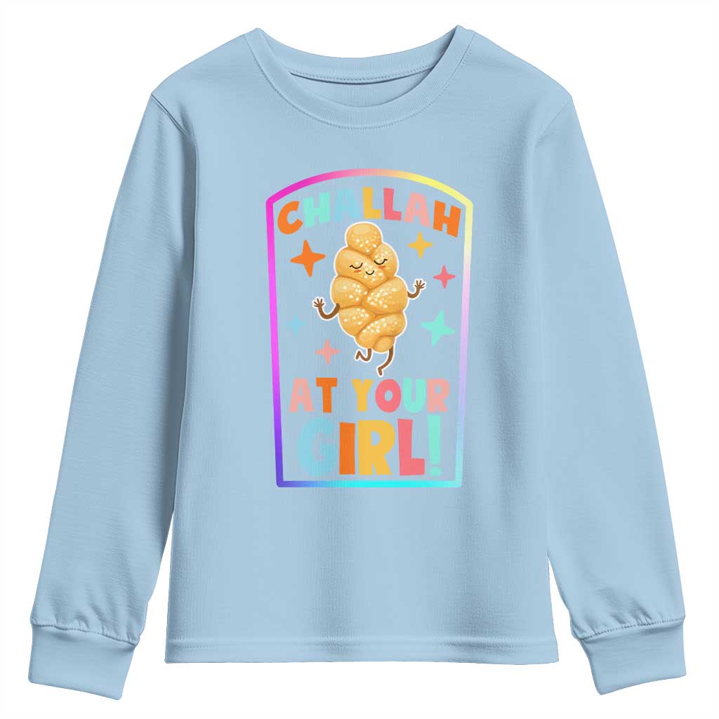 Funny Hanukkah Challah At Ya Girl Youth Sweatshirt Jewish Chanukah Bread Gift - Wonder Print Shop