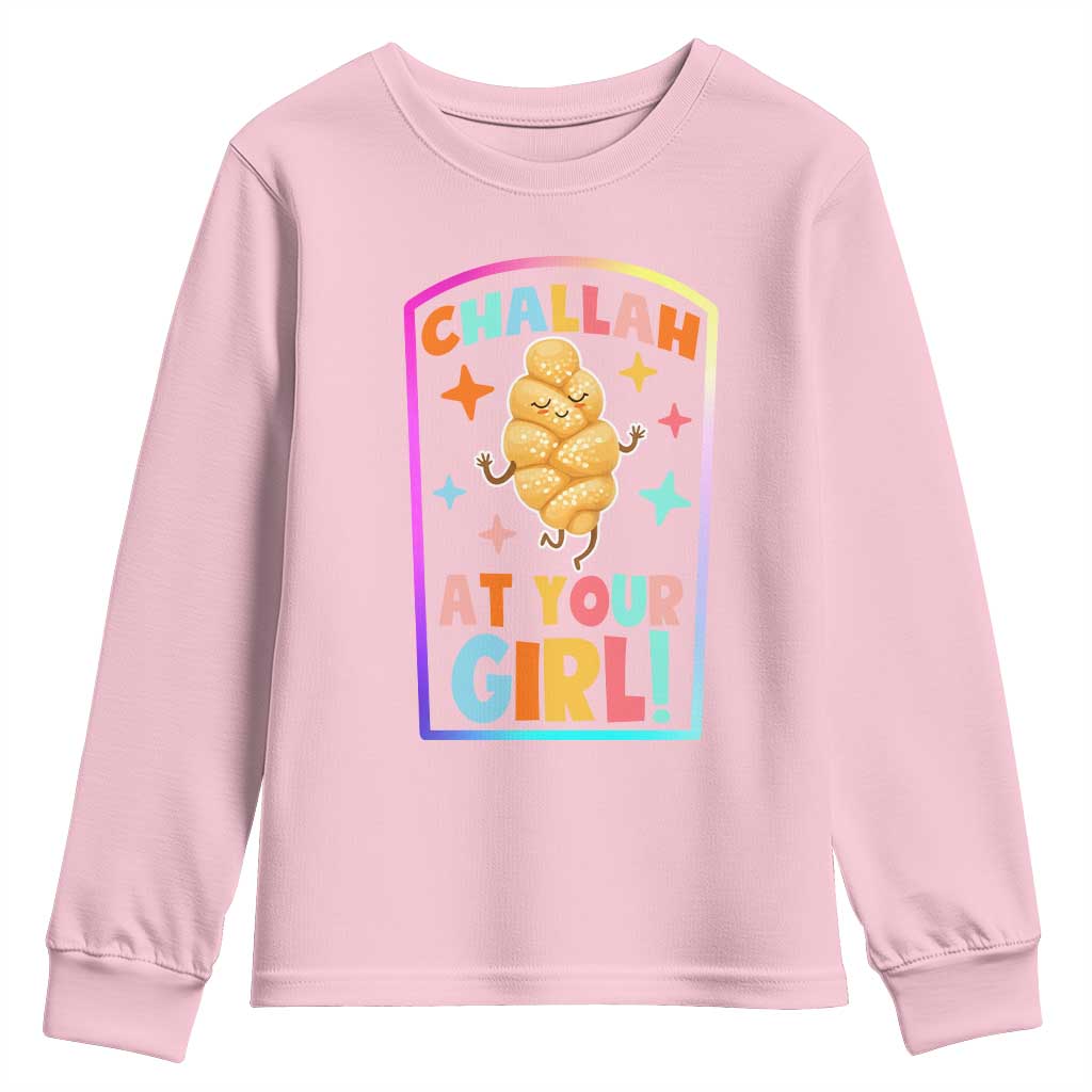 Funny Hanukkah Challah At Ya Girl Youth Sweatshirt Jewish Chanukah Bread Gift - Wonder Print Shop
