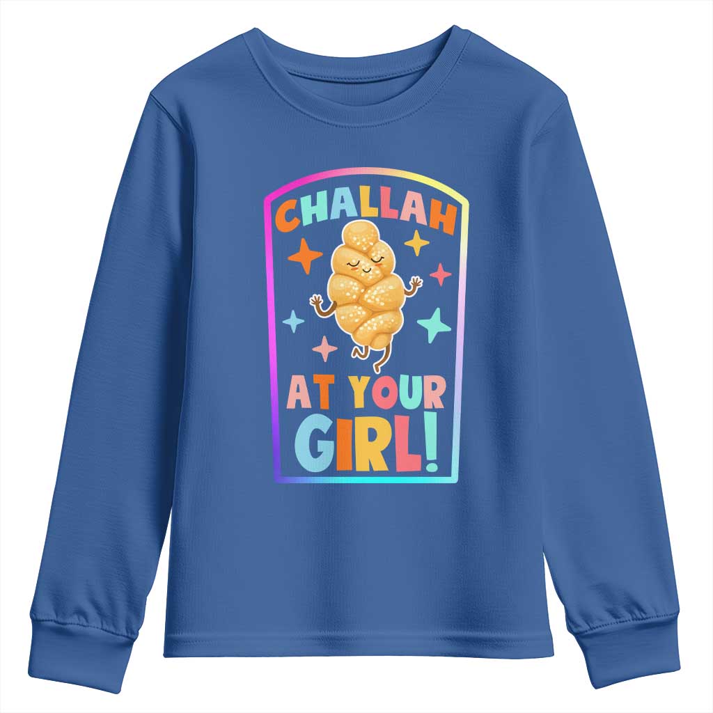 Funny Hanukkah Challah At Ya Girl Youth Sweatshirt Jewish Chanukah Bread Gift - Wonder Print Shop