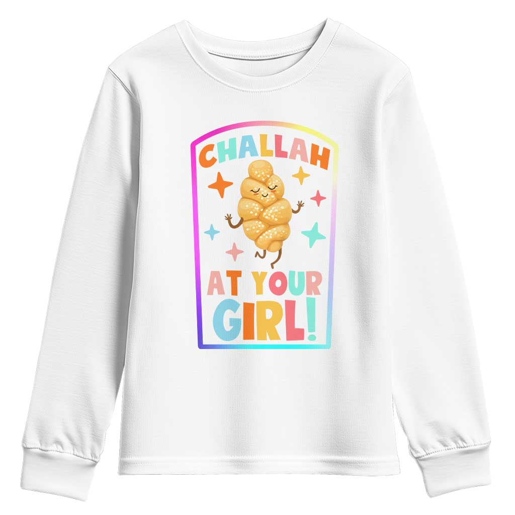 Funny Hanukkah Challah At Ya Girl Youth Sweatshirt Jewish Chanukah Bread Gift - Wonder Print Shop