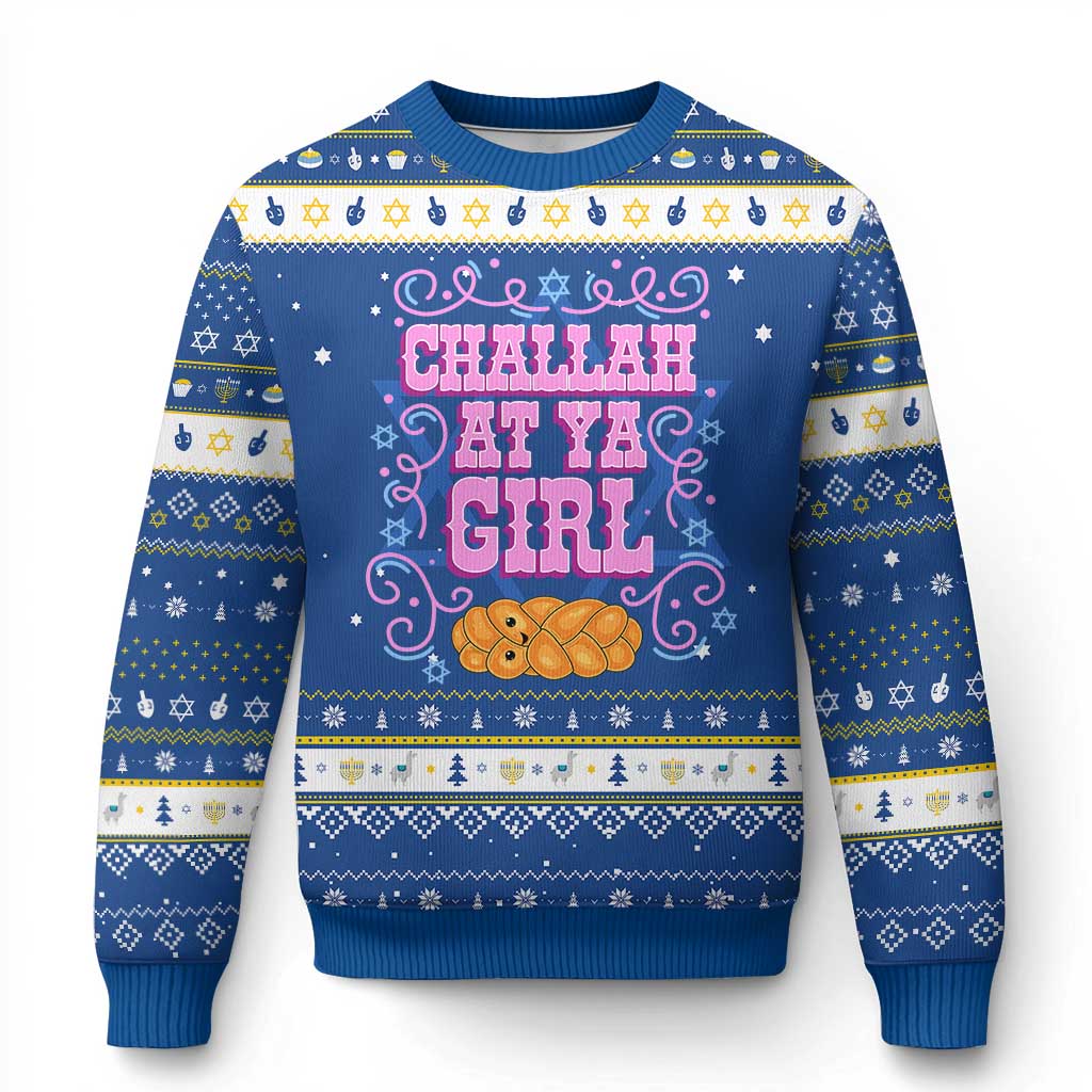 Funny Jewish Holiday Hanukkah Ugly Sweater Challah At Ya Girl Gift - Wonder Print Shop