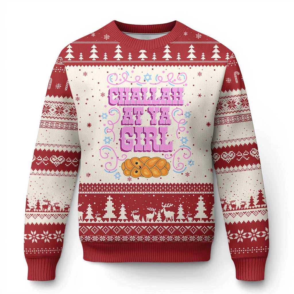 Funny Jewish Holiday Ugly Christmas Sweater Challah At Ya Girl Gift - Wonder Print Shop