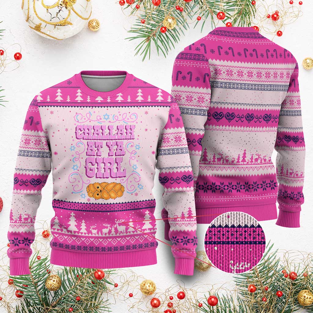 Funny Jewish Holiday Ugly Christmas Sweater Challah At Ya Girl Gift - Wonder Print Shop