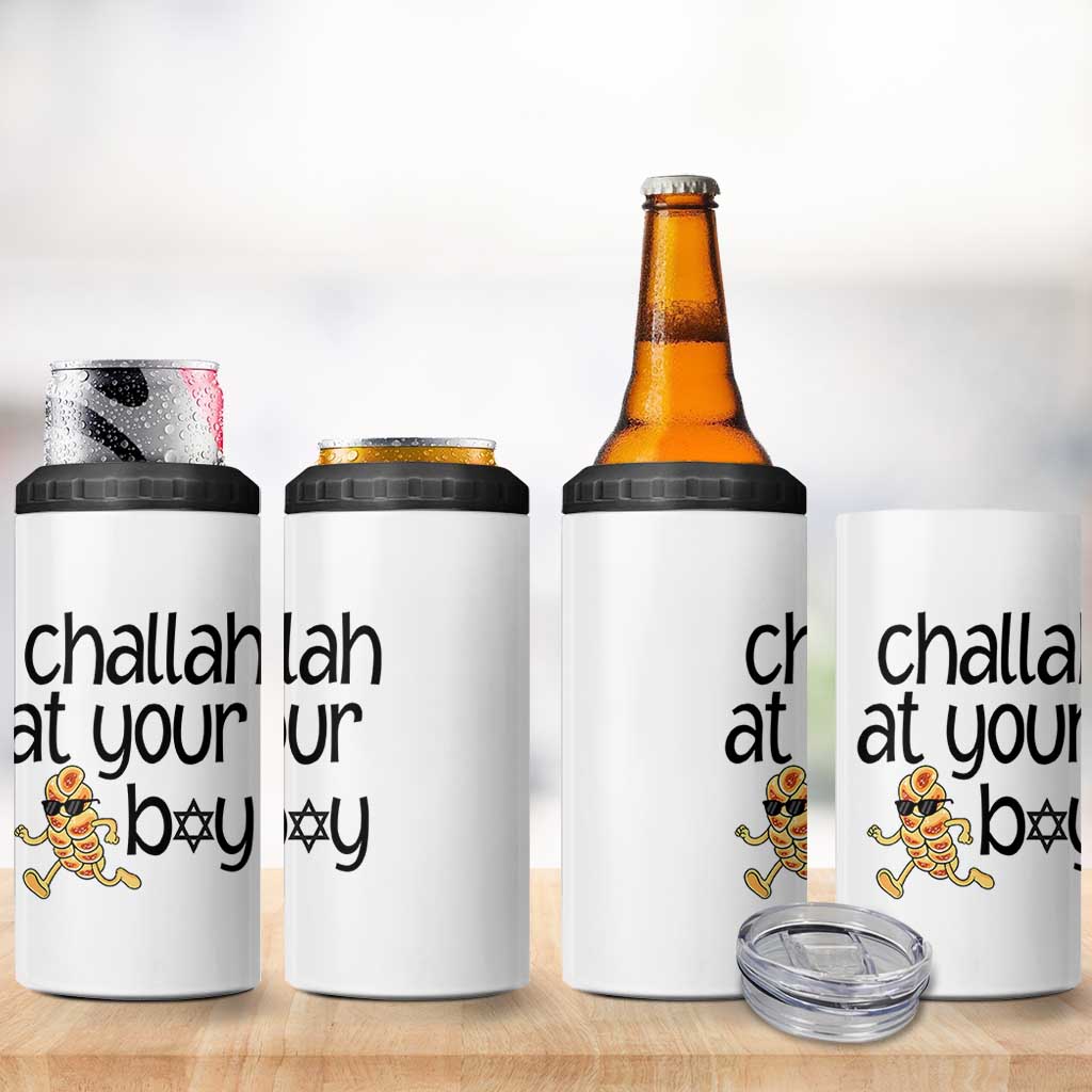 Festival Of Lights Gift 4 in 1 Can Cooler Tumbler Hanukkah Challah At Ya Boy - Wonder Print Shop