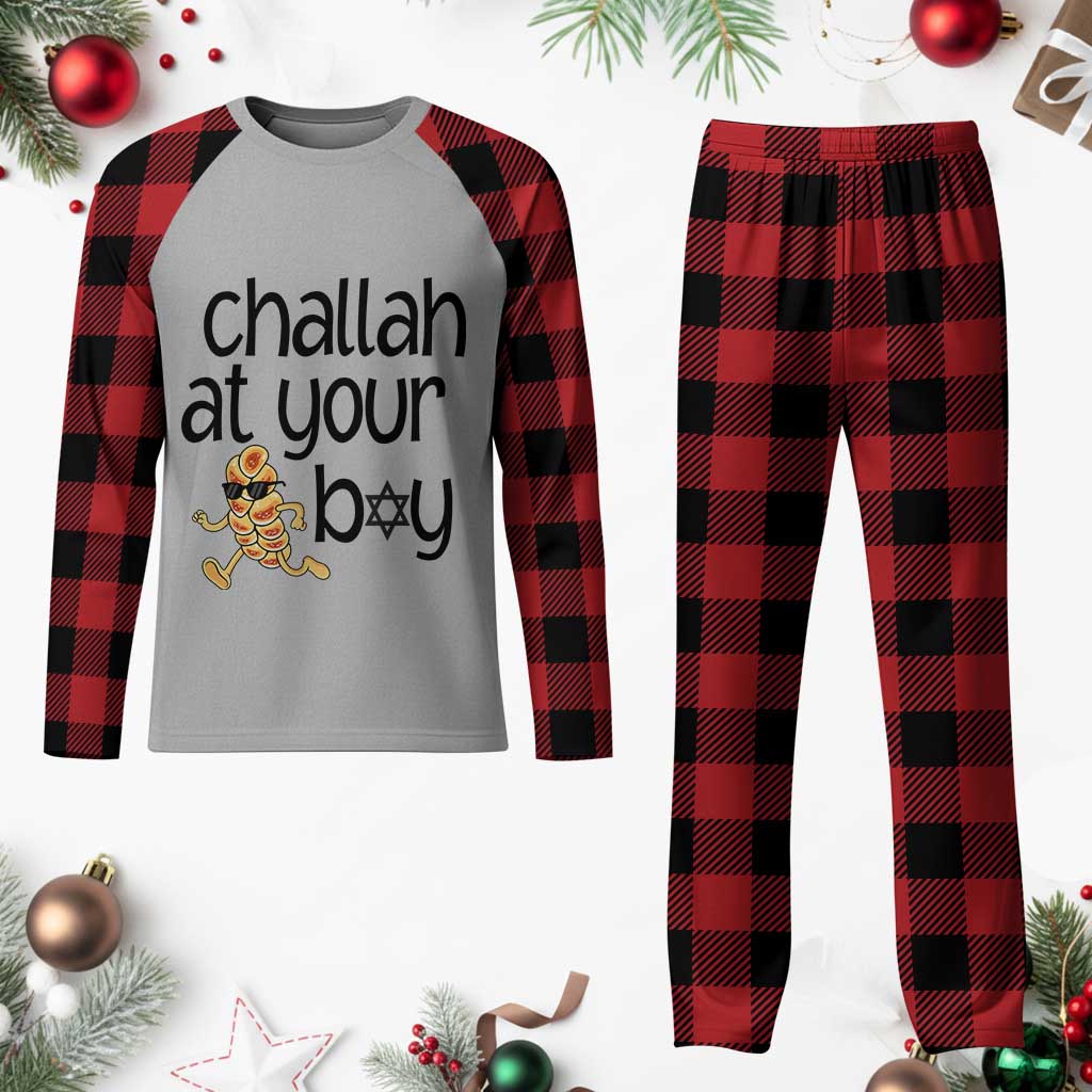 Festival Of Lights Gift Plaid Pajama Set Hanukkah Challah At Ya Boy - Wonder Print Shop