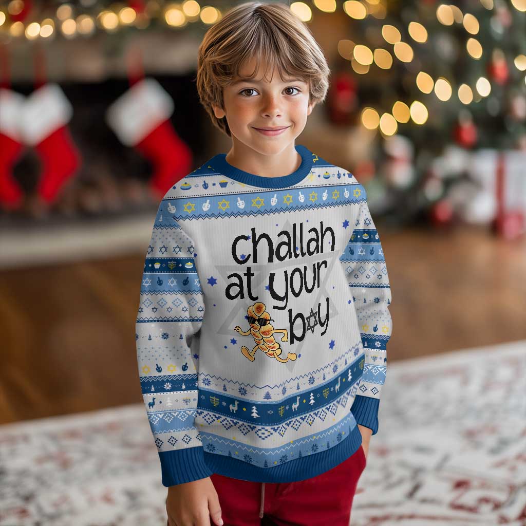 Festival Of Lights Gift Hanukkah Ugly Sweater Challah At Ya Boy - Wonder Print Shop