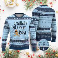 Festival Of Lights Gift Hanukkah Ugly Sweater Challah At Ya Boy - Wonder Print Shop