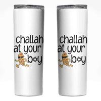 Festival Of Lights Gift Skinny Tumbler Hanukkah Challah At Ya Boy - Wonder Print Shop