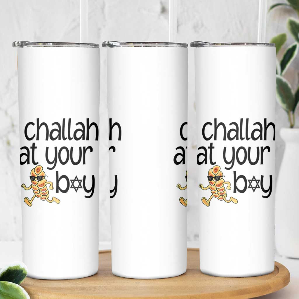 Festival Of Lights Gift Skinny Tumbler Hanukkah Challah At Ya Boy - Wonder Print Shop