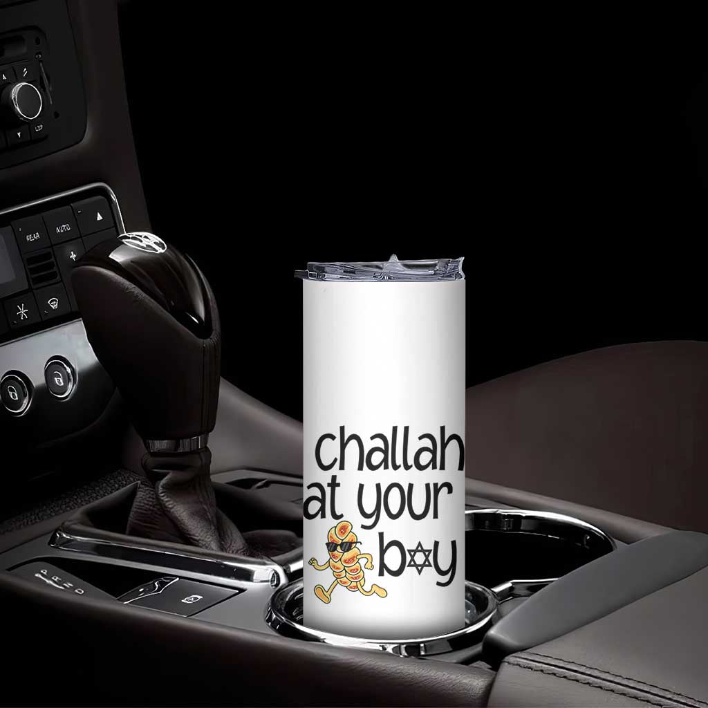 Festival Of Lights Gift Skinny Tumbler Hanukkah Challah At Ya Boy - Wonder Print Shop