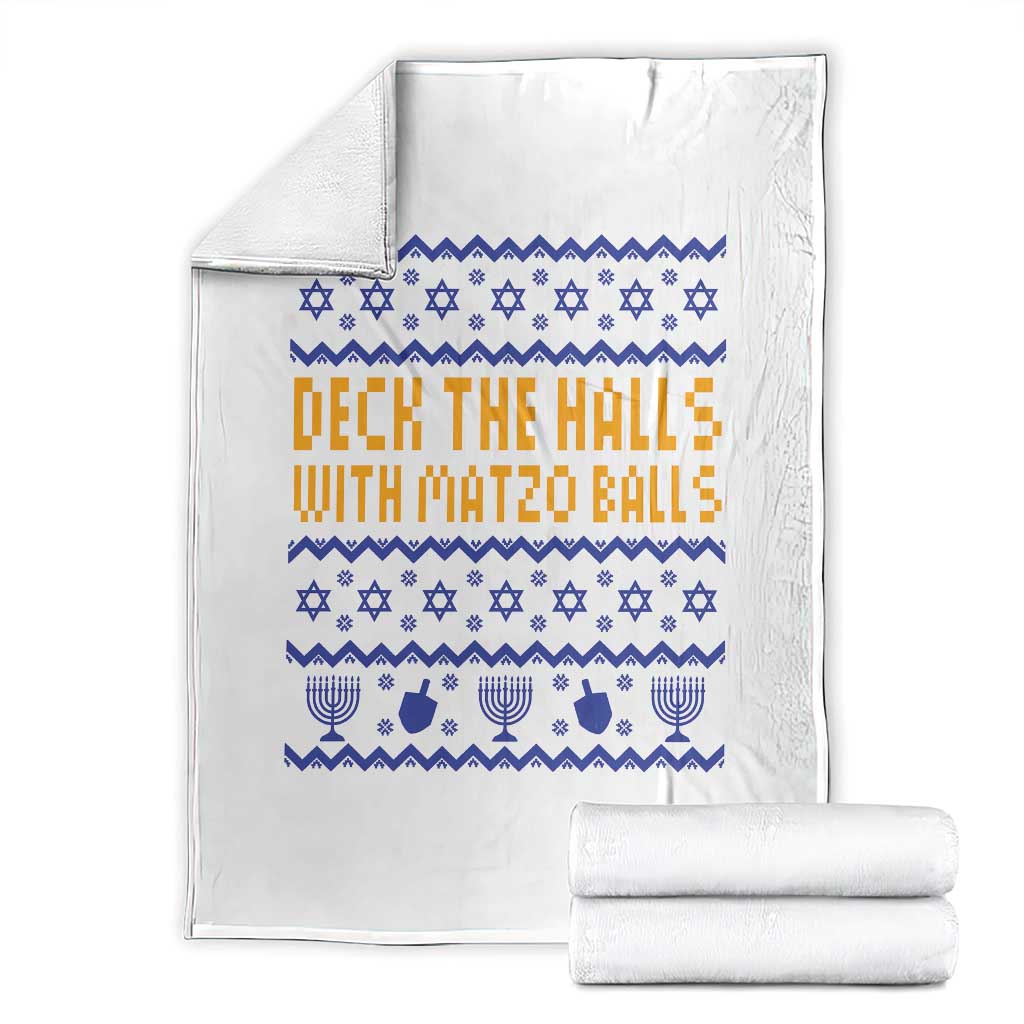 Funny Ugly Hanukkah Throw Blanket Deck The Halls With Matzo Balls Jewish Gift - Wonder Print Shop