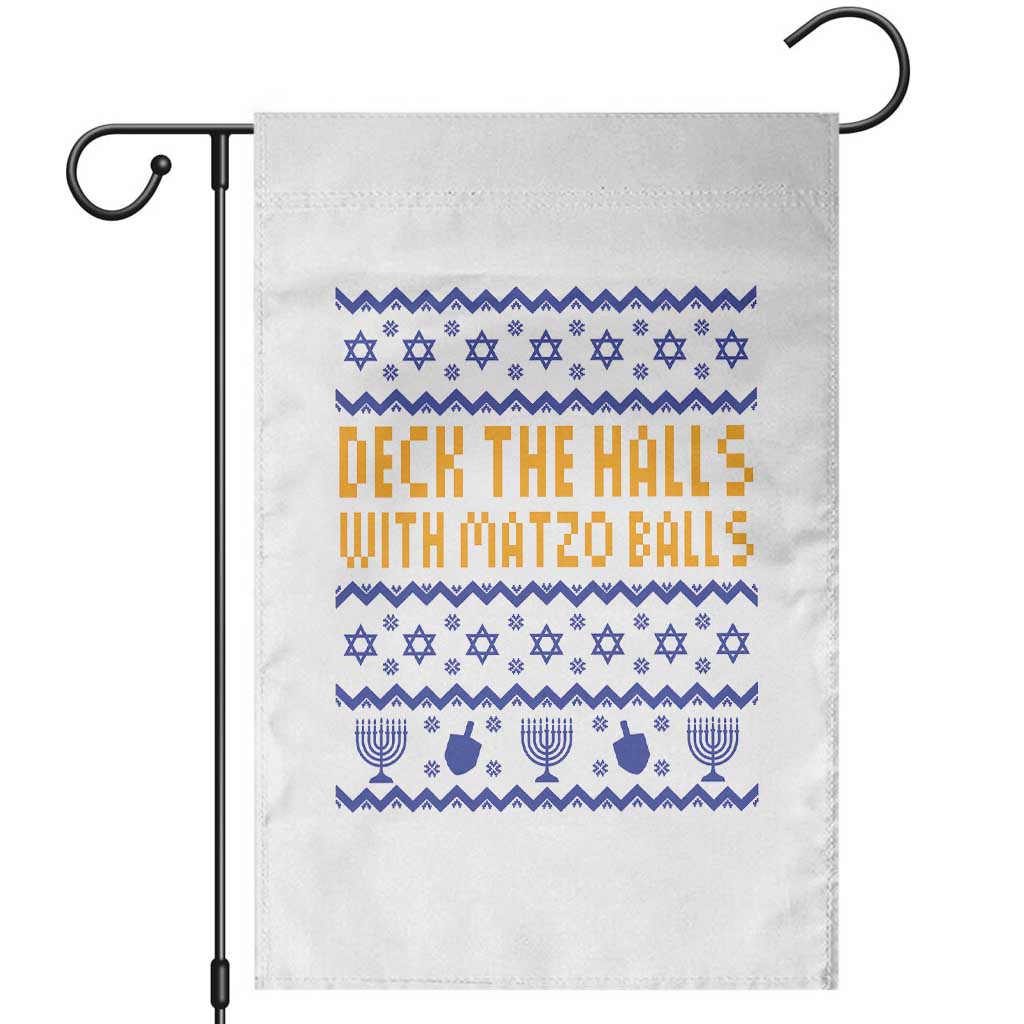 Funny Ugly Hanukkah Garden Flag Deck The Halls With Matzo Balls Jewish Gift - Wonder Print Shop