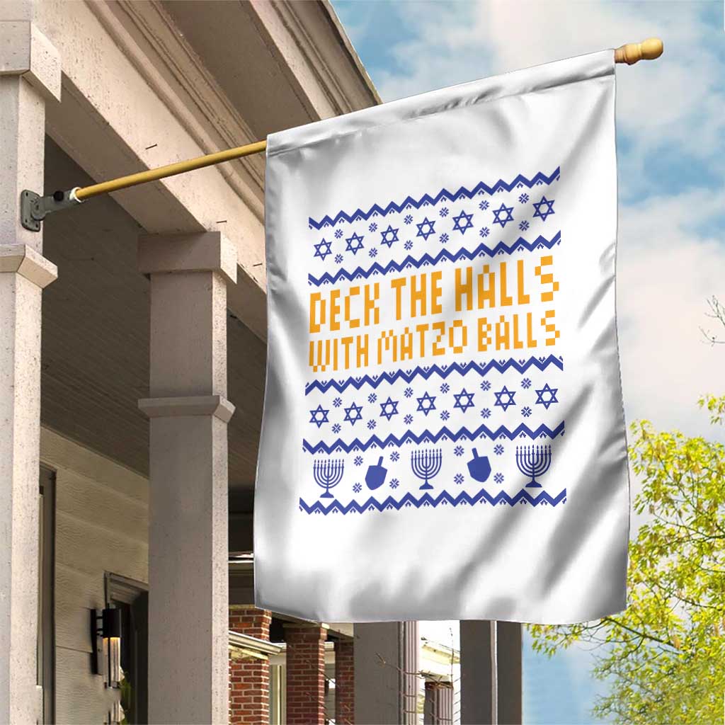 Funny Ugly Hanukkah Garden Flag Deck The Halls With Matzo Balls Jewish Gift - Wonder Print Shop