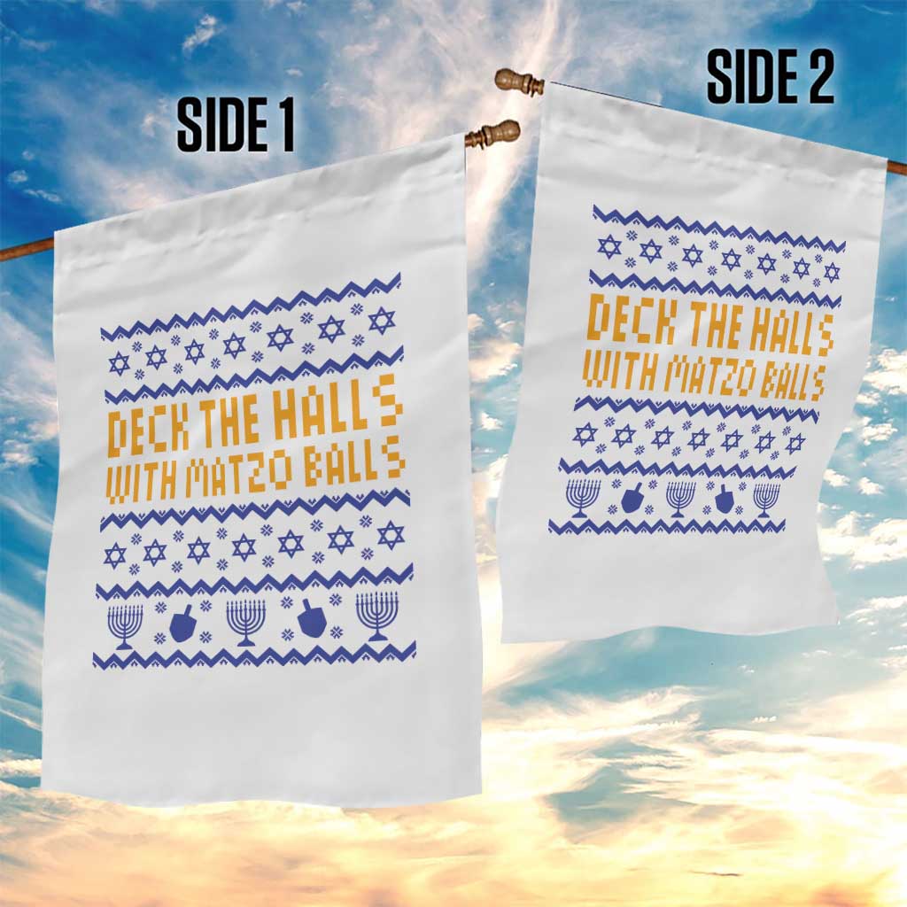 Funny Ugly Hanukkah Garden Flag Deck The Halls With Matzo Balls Jewish Gift - Wonder Print Shop