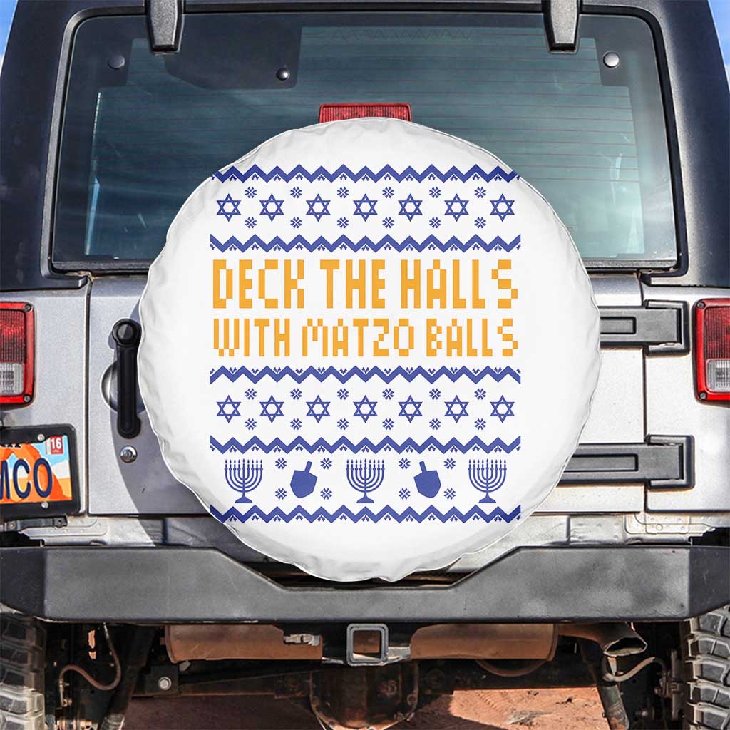 Funny Ugly Hanukkah Spare Tire Cover Deck The Halls With Matzo Balls Jewish Gift - Wonder Print Shop