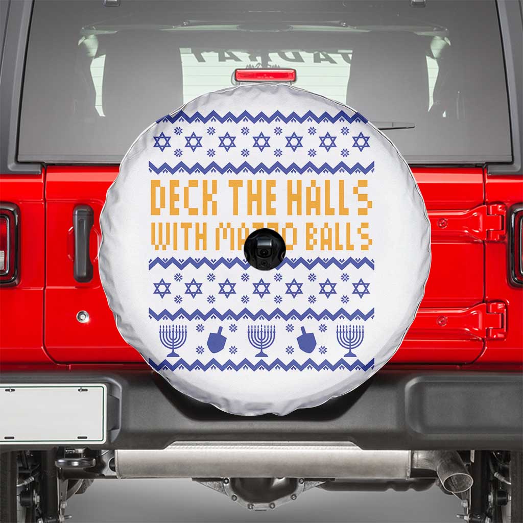 Funny Ugly Hanukkah Spare Tire Cover Deck The Halls With Matzo Balls Jewish Gift - Wonder Print Shop