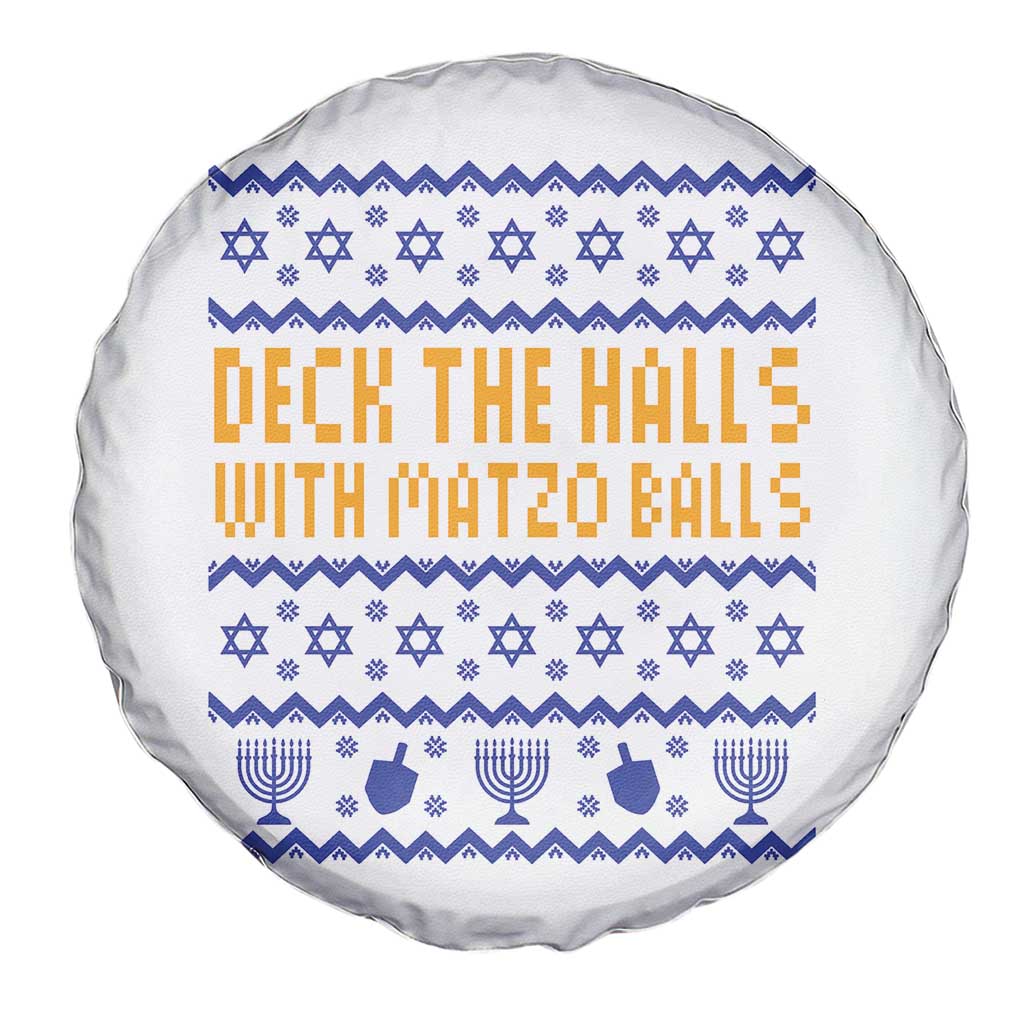 Funny Ugly Hanukkah Spare Tire Cover Deck The Halls With Matzo Balls Jewish Gift - Wonder Print Shop