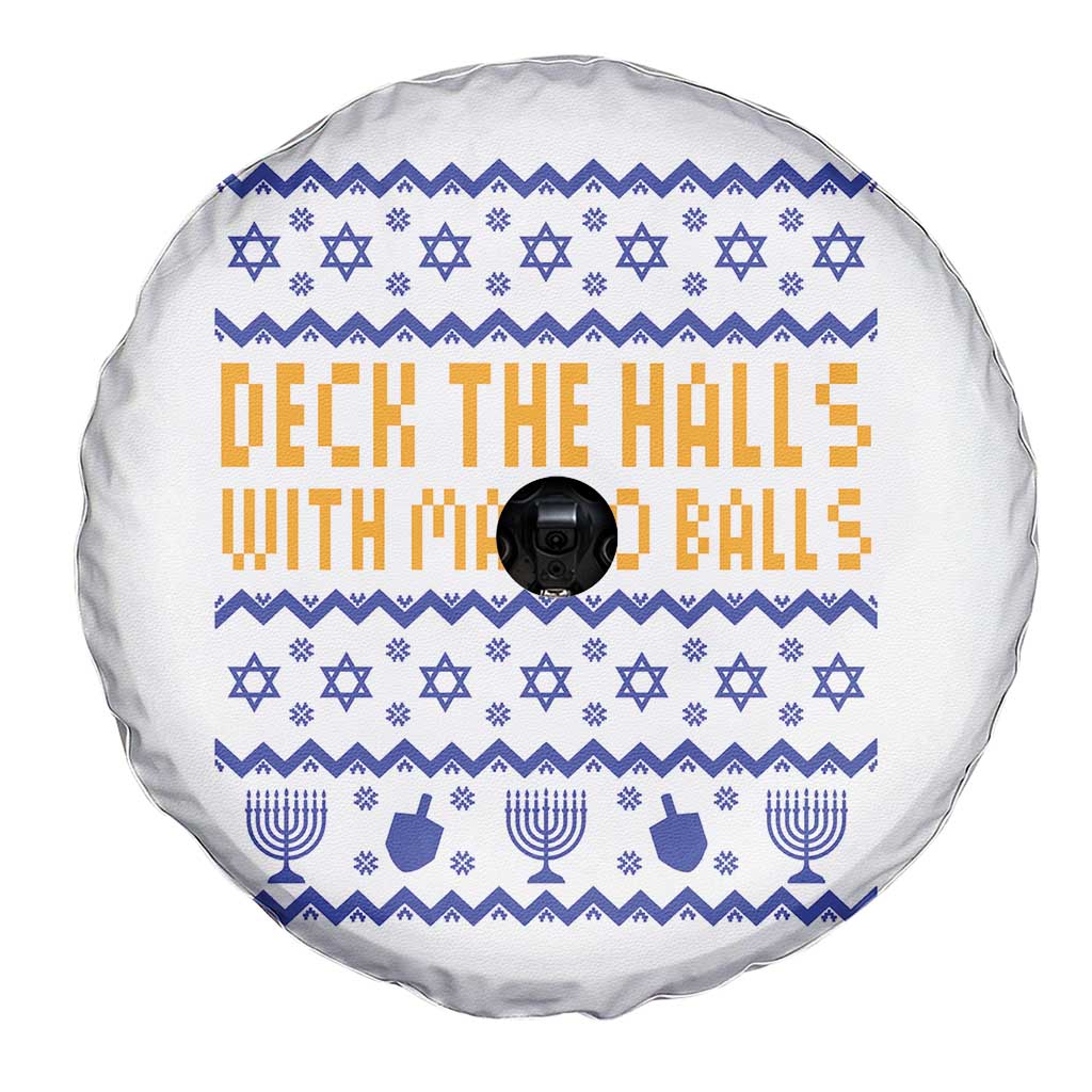 Funny Ugly Hanukkah Spare Tire Cover Deck The Halls With Matzo Balls Jewish Gift - Wonder Print Shop