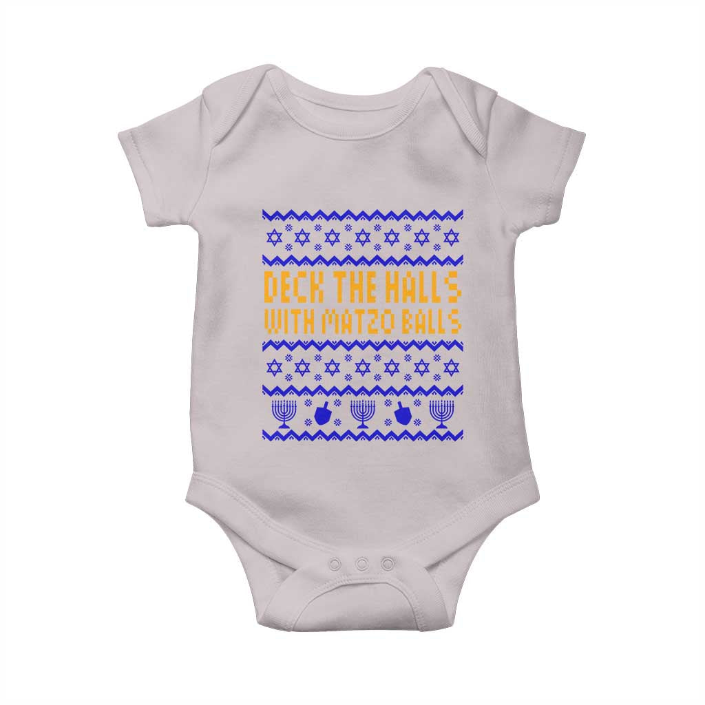 Funny Ugly Hanukkah Baby Onesie Deck The Halls With Matzo Balls Jewish Gift - Wonder Print Shop