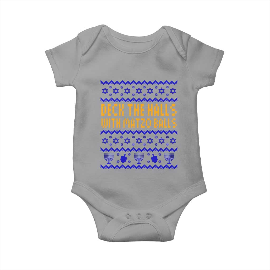 Funny Ugly Hanukkah Baby Onesie Deck The Halls With Matzo Balls Jewish Gift - Wonder Print Shop