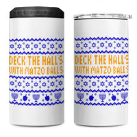 Funny Ugly Hanukkah 4 in 1 Can Cooler Tumbler Deck The Halls With Matzo Balls Jewish Gift - Wonder Print Shop