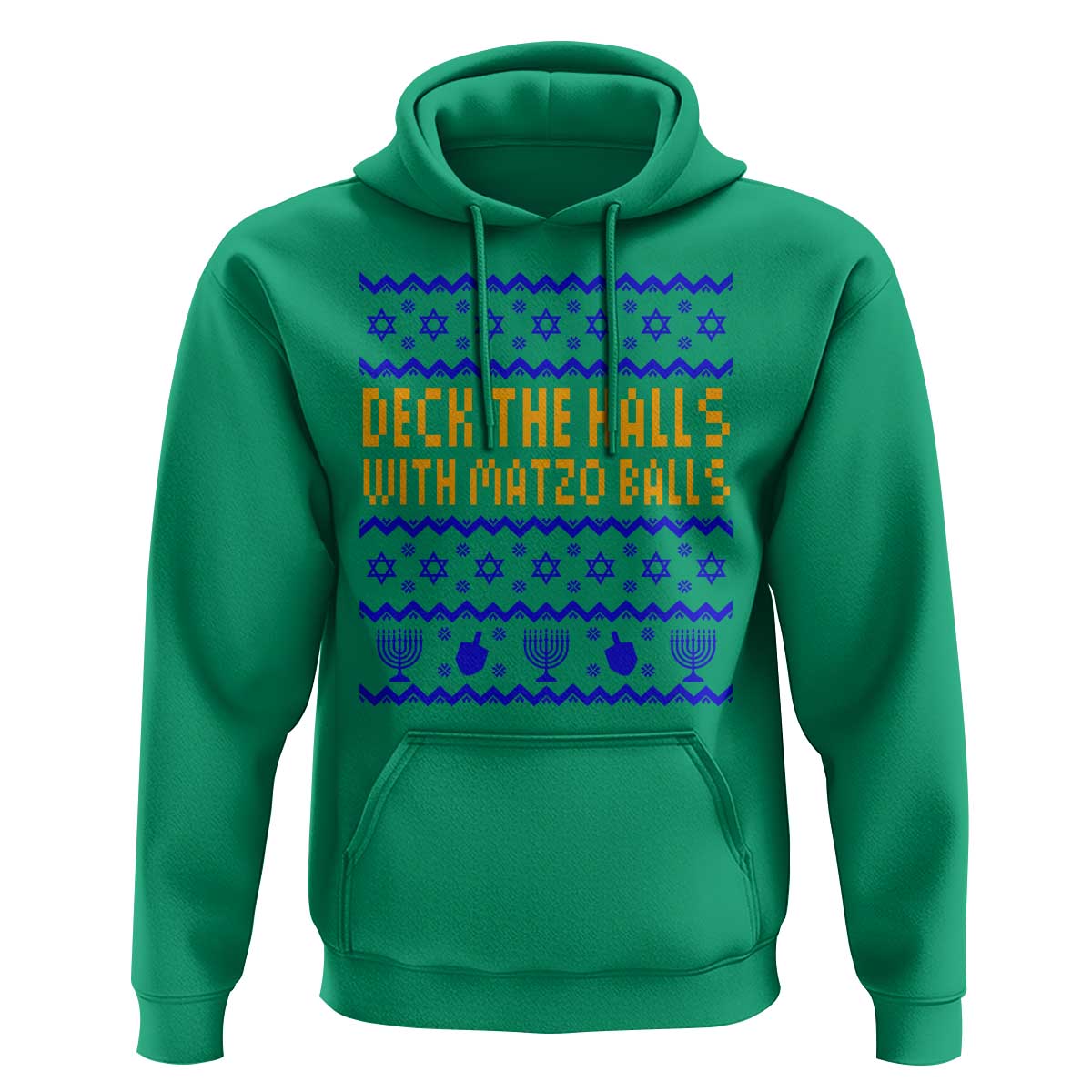 Funny Ugly Hanukkah Hoodie Deck The Halls With Matzo Balls Jewish Gift - Wonder Print Shop