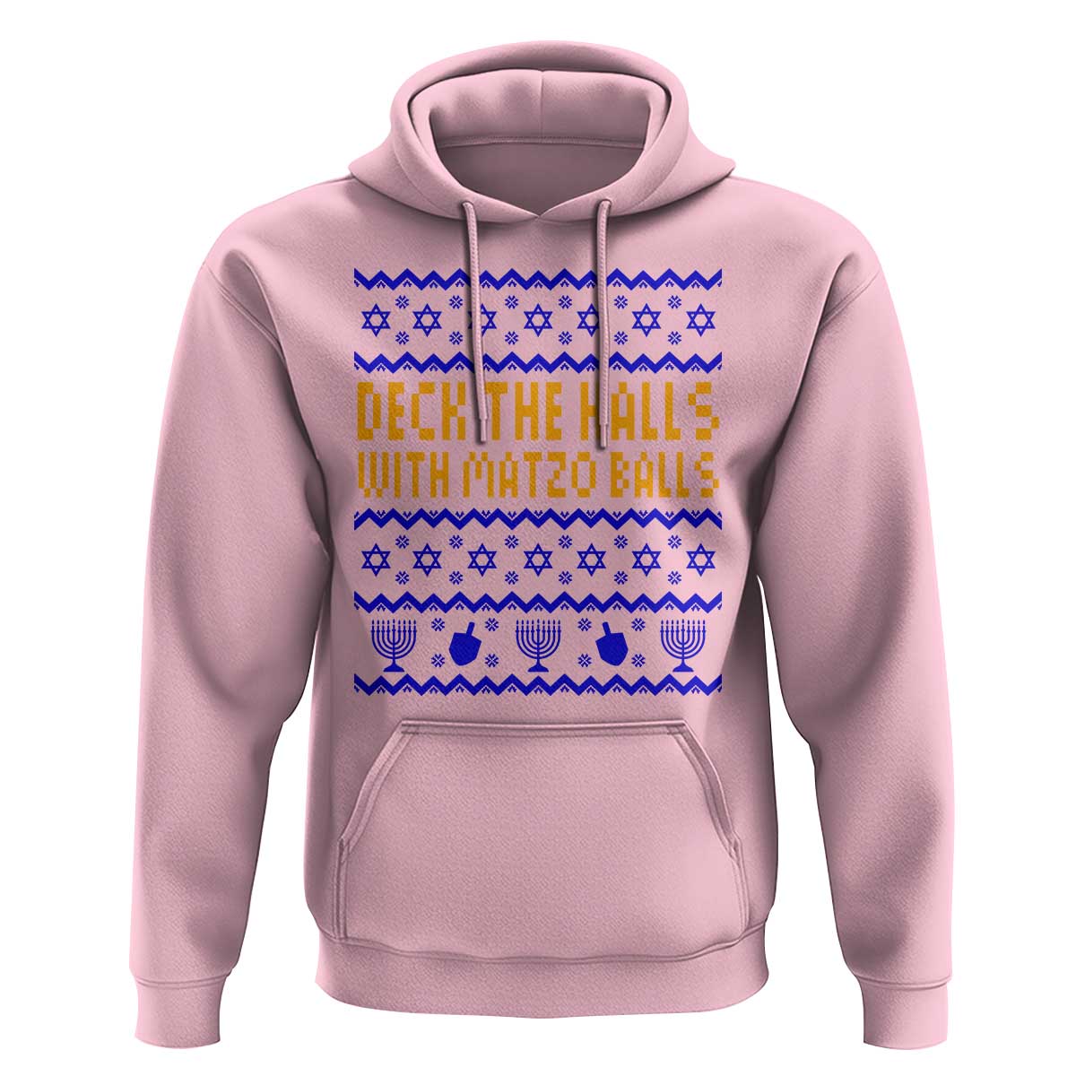 Funny Ugly Hanukkah Hoodie Deck The Halls With Matzo Balls Jewish Gift - Wonder Print Shop