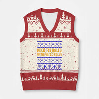 Funny Ugly Hanukkah V-Neck Knit Sweater Vest Deck The Halls With Matzo Balls Jewish Gift - Wonder Print Shop