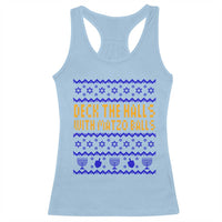 Funny Ugly Hanukkah Racerback Tank Top Deck The Halls With Matzo Balls Jewish Gift - Wonder Print Shop